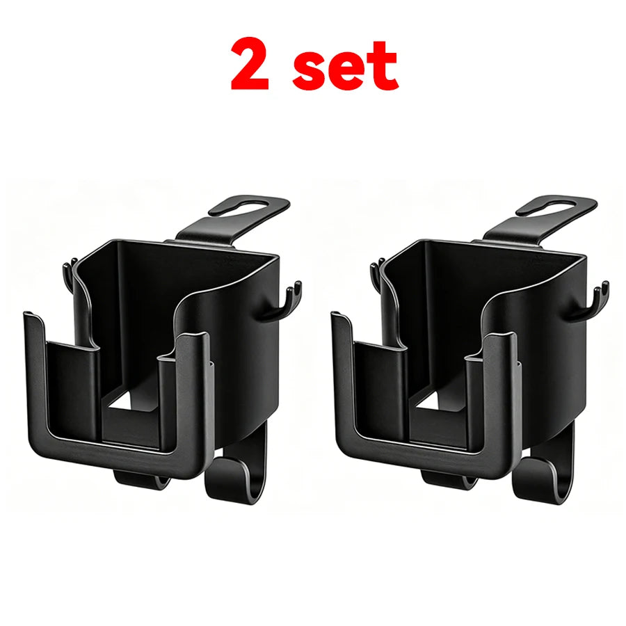 2 Pack Car Seat Back Organizer, Cup Holder & Hook, Phone Bracket, Rear Storage for Water Cup & Phone, Car Interior Accessories