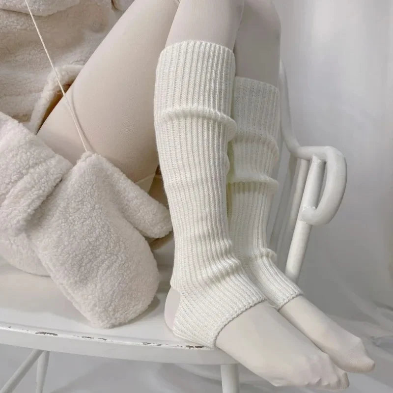 Hollow-Heel Japanese Lolita Knit Leg Warmers