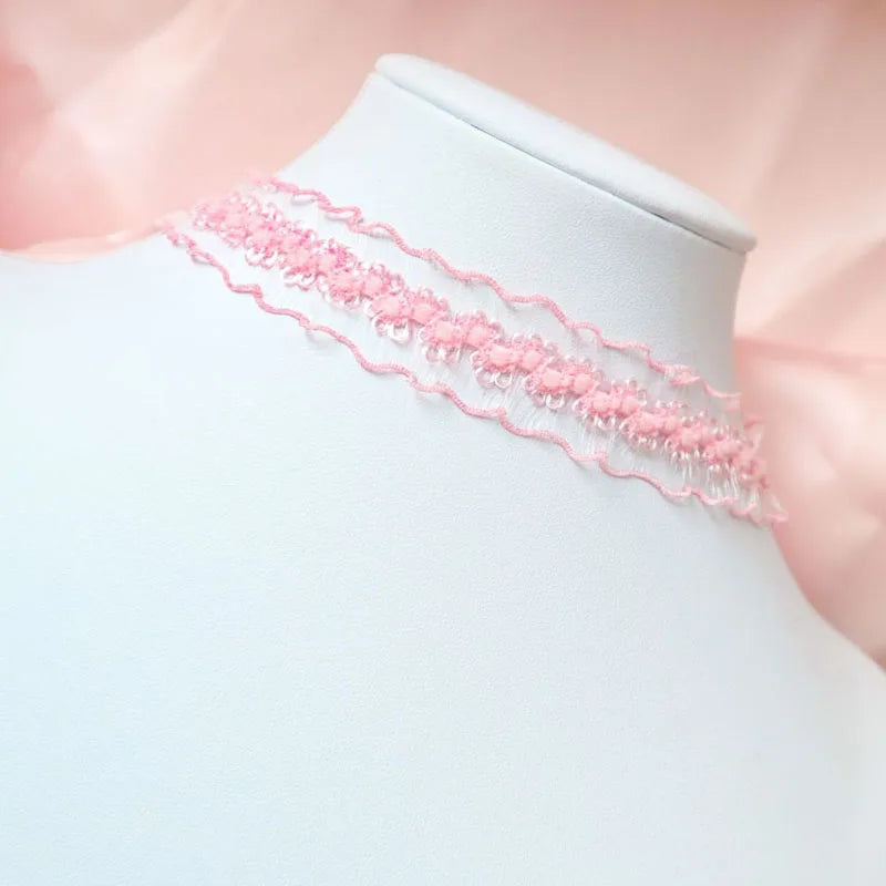 Pink Star, Bow & Bear Lace Choker Necklace