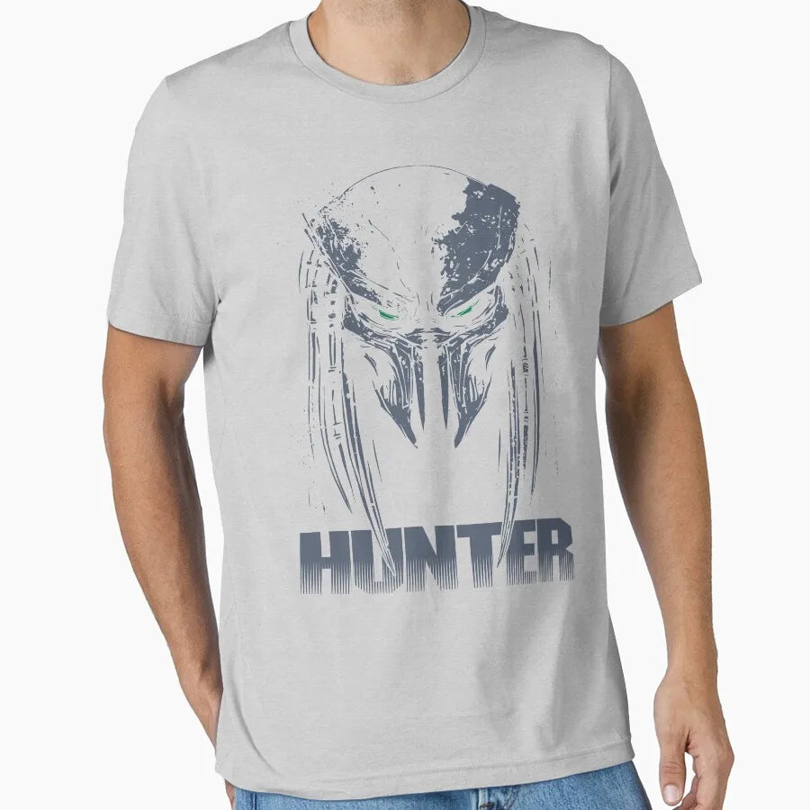 Hunter 80s horror sci fi The Predator Hunter Alien printed t shirt for men 100% cotton large size Adult tops S-6XL