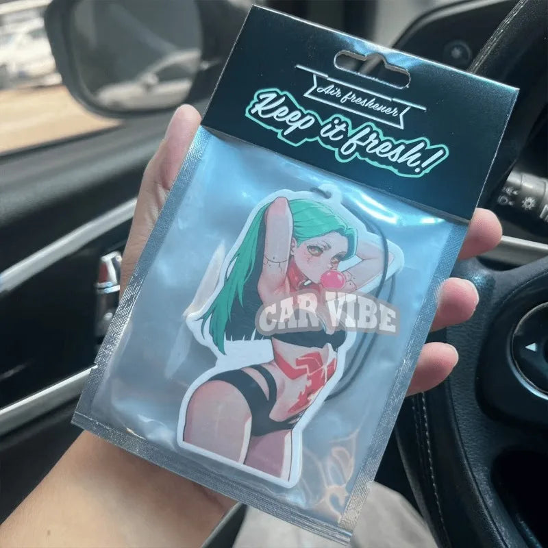 JDM-style cute anime girl "Waifu" car air freshener — rearview mirror hanging charm. Perfect for sprucing up your car interior