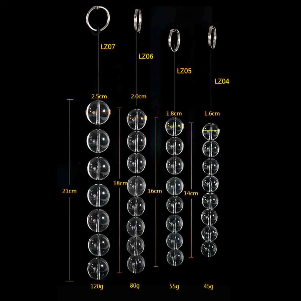 Transparent Glass Anal Bead Chain & Plug