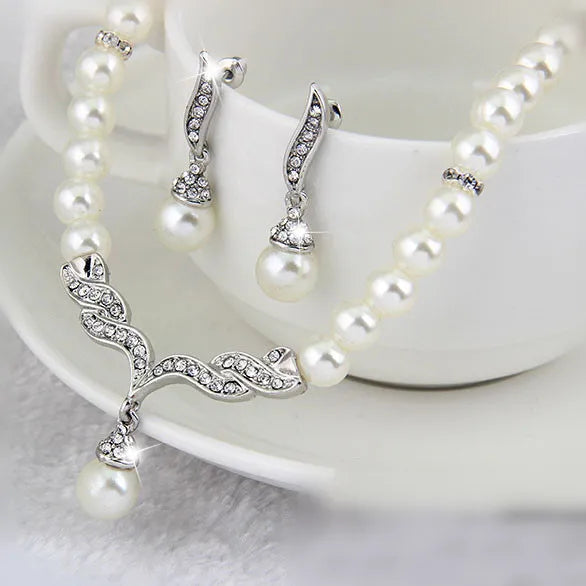 Gold-Tone Pearl Necklace & Earring Set