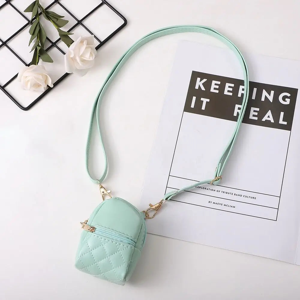 Portable Coin Purse New PU Leather Solid Color Crossbody bag Lightweight Mini Makeup Bag Women
