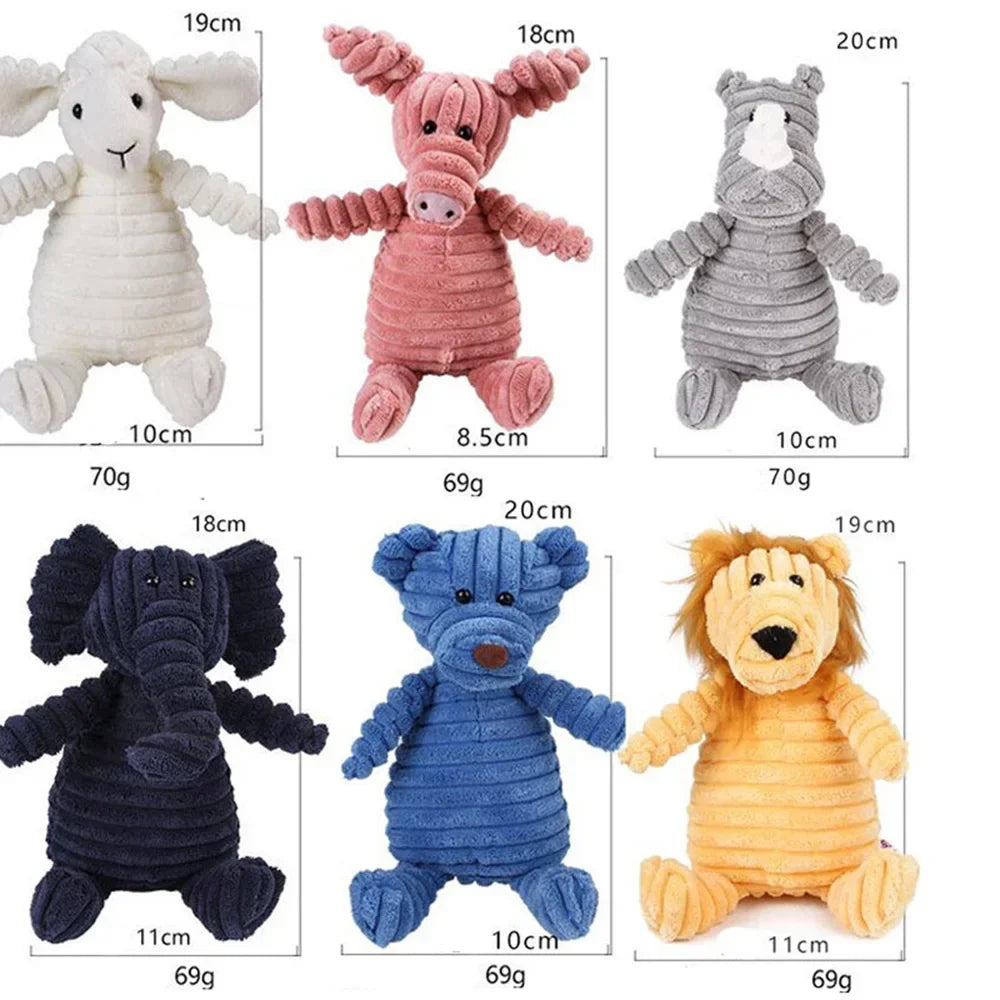 Corduroy Animal Squeaky Dog Toy