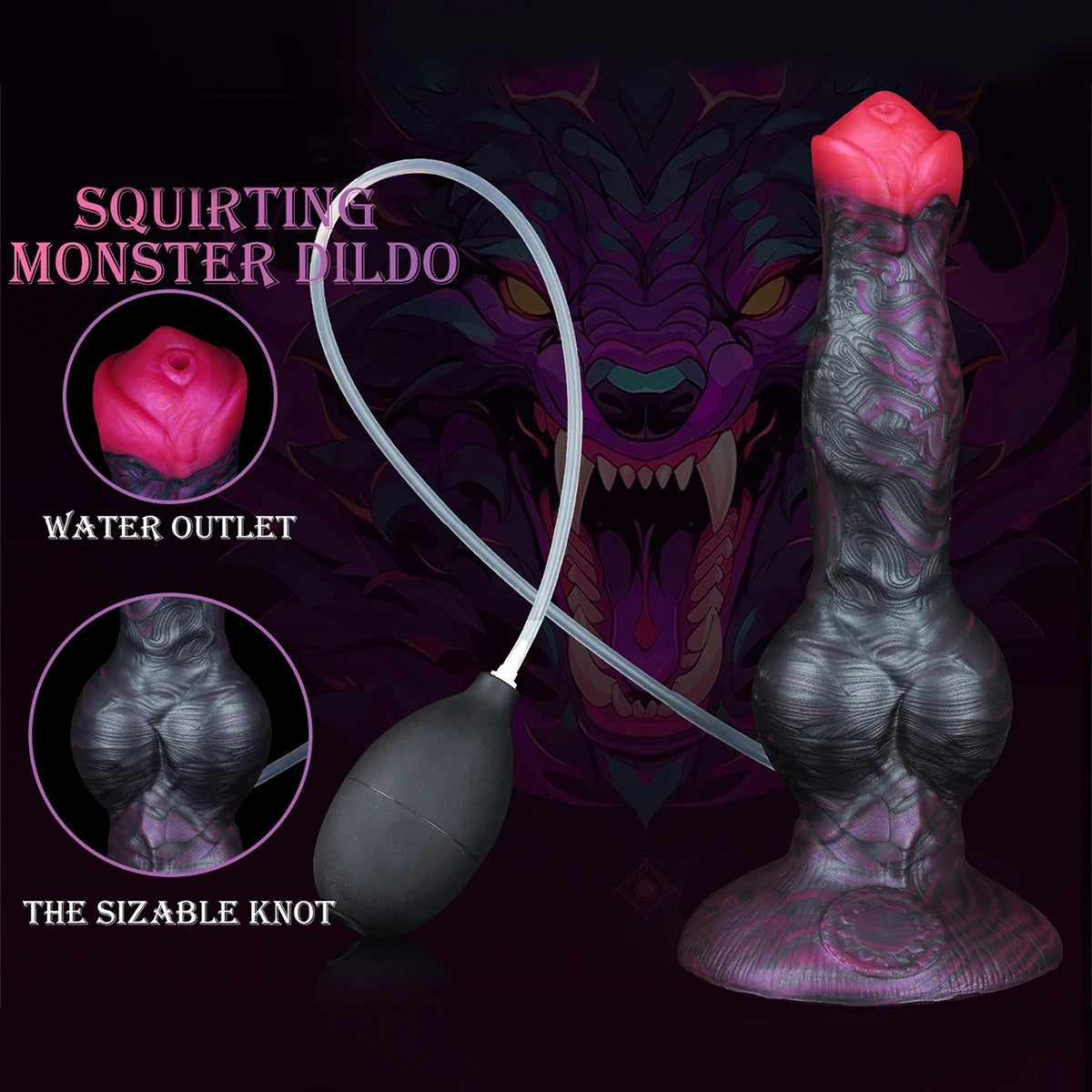 Large Dog Knot Ejacultion Dildo With Sucker Spray Liquid Function Sex Toys For Women Men Couple Purple Silicone Squirting Penis