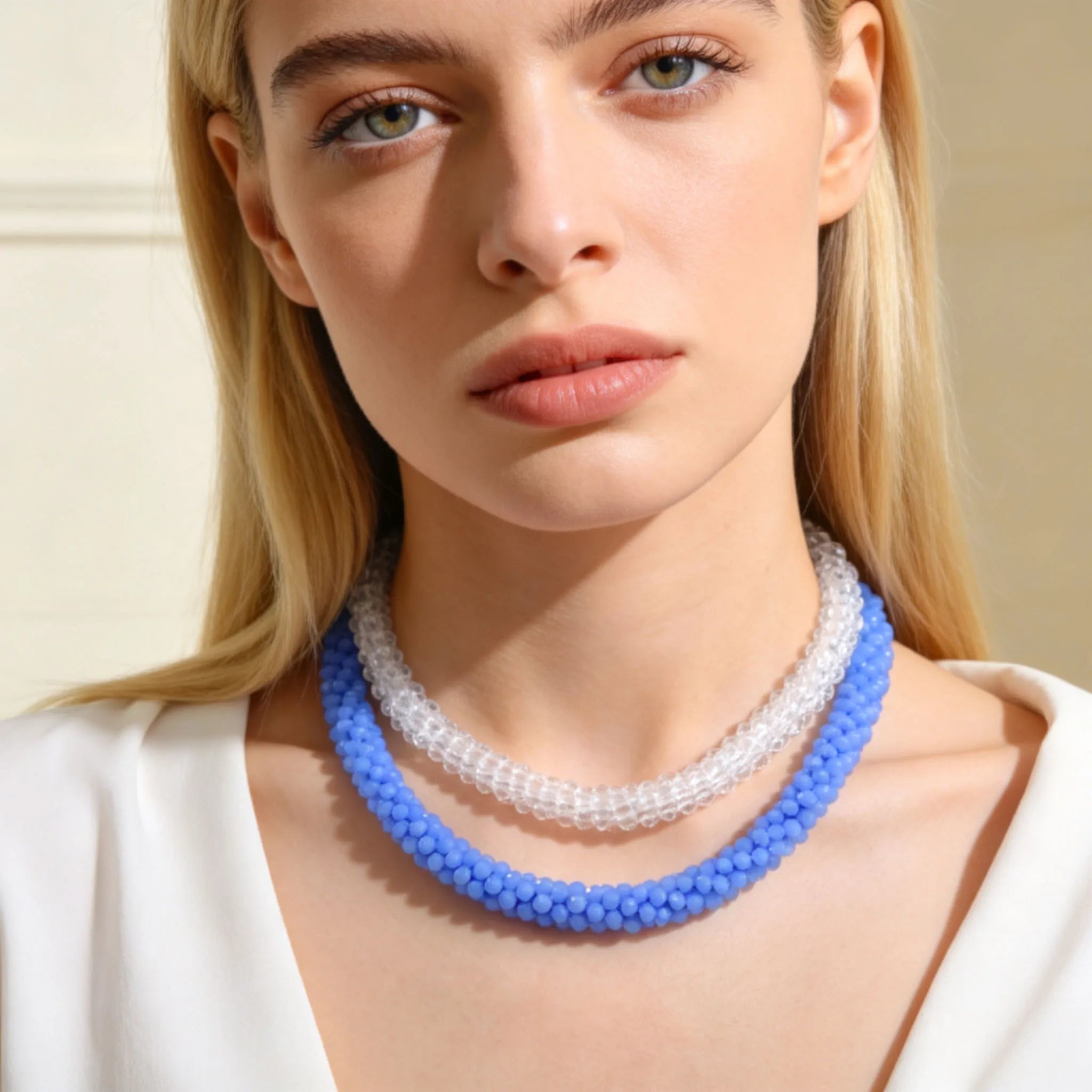Exaggerated Beaded Choker Necklace Design Bead Chain Magnetic Lock Necklaces for Women Fresh Boho Sweet Neck Jewelry Gift