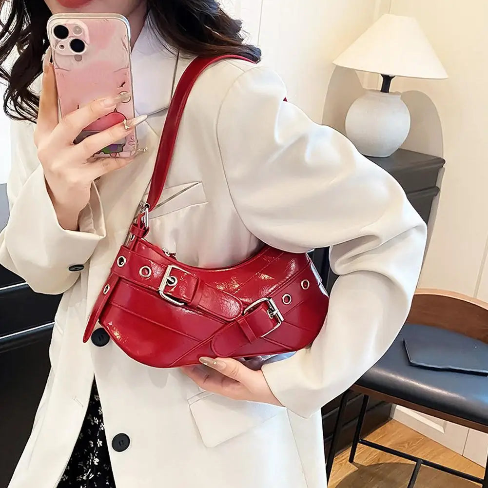 Y2K Punk Belted Shoulder Bag