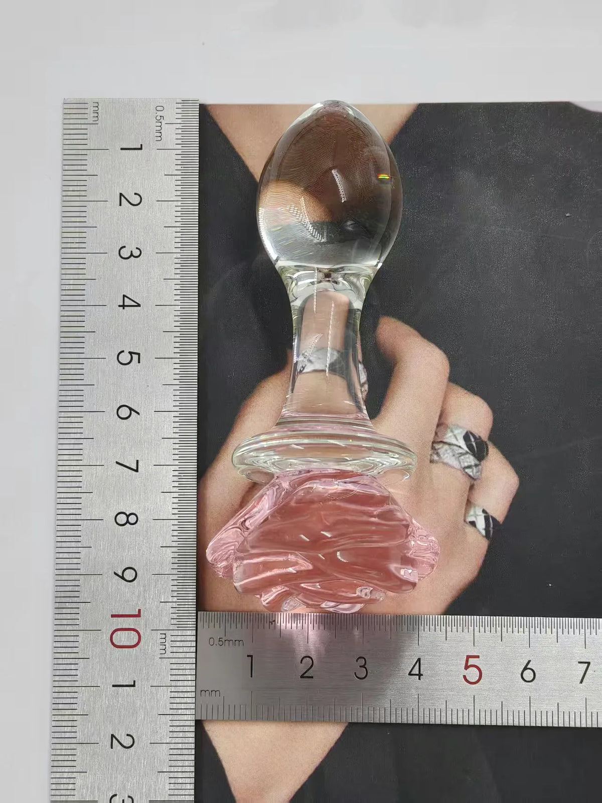 Pink Crystal Glass Anal Plug