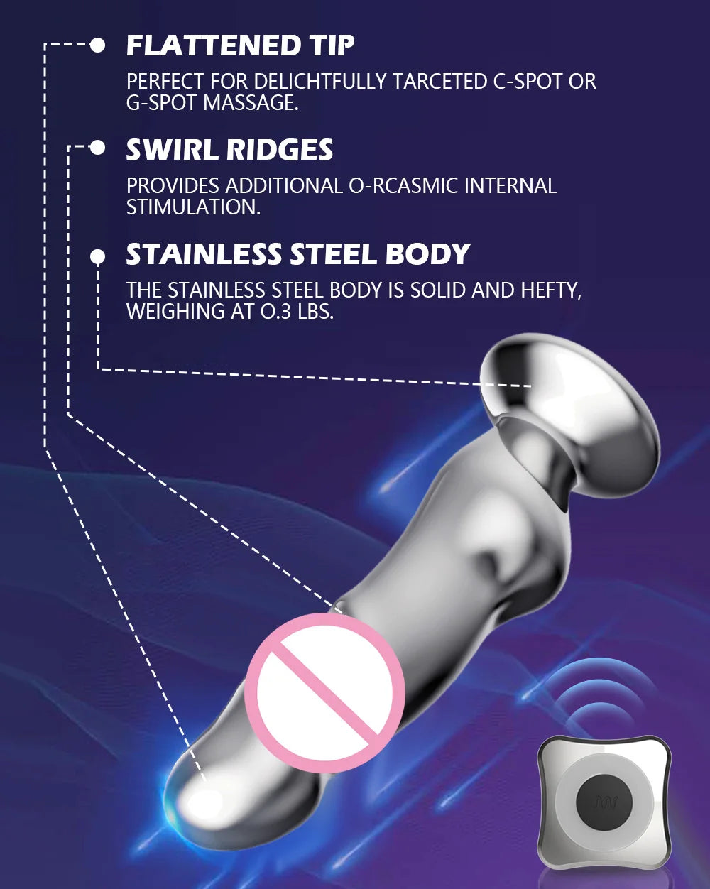 Remote-Control Vibrating Stainless Steel Anal Plug
