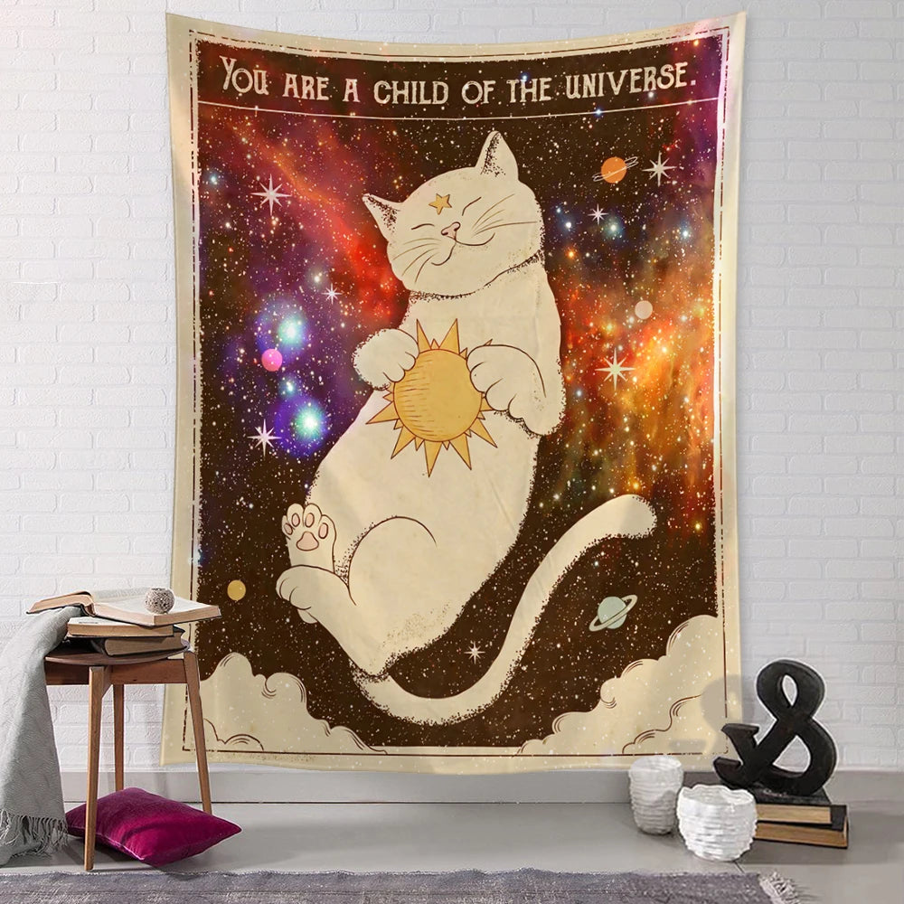 Kawaii Cartoon Cat Wall Tapestry