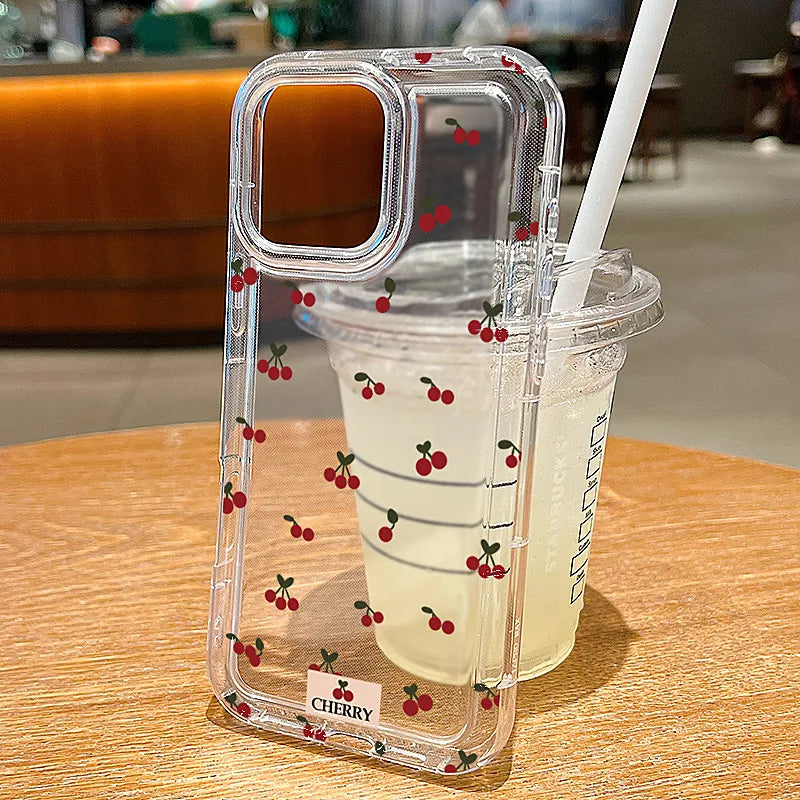 Cherry Print Clear TPU Phone Case for iPhone