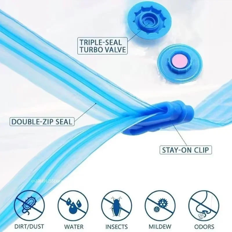 Vacuum Bag for Clothes, Air Vacuum Bag with Pump, Travel Essentials, Space Saver Bags for Comforters Blankets Storage Organizer