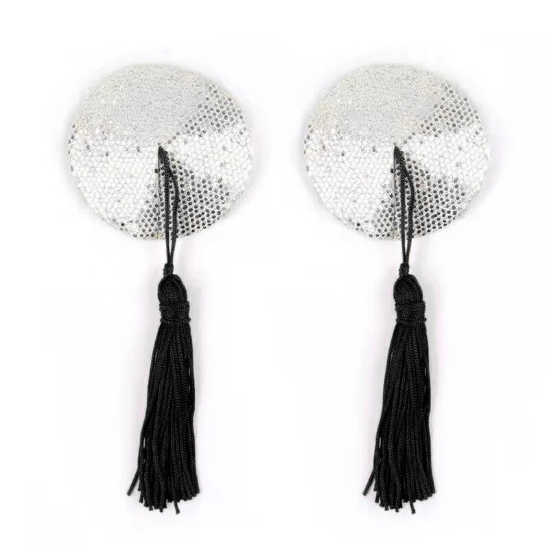 Sex Product Chest Stickers Sexy Sequin Nipple Covers With Tassels Heart Round Lace Shape Nipple Stickers Pasties Wholesale