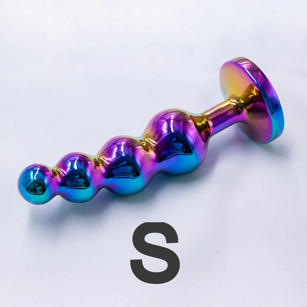 Iridescent 4-Bead Metal Anal Plug