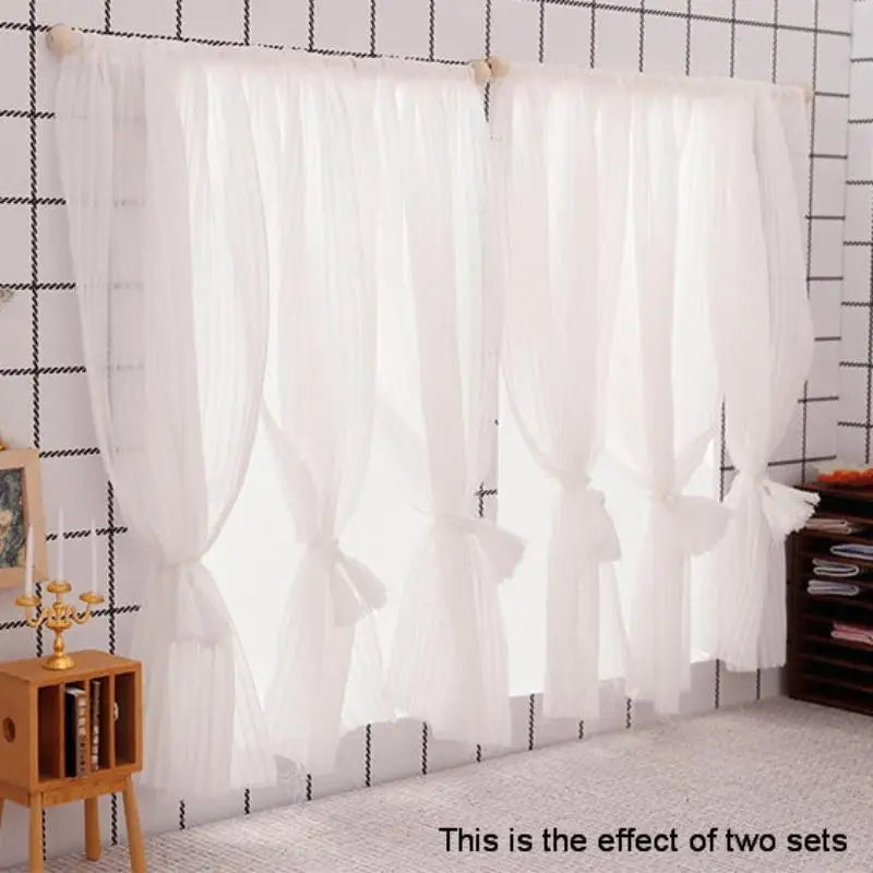 1:12 White Chiffon Dollhouse Curtain