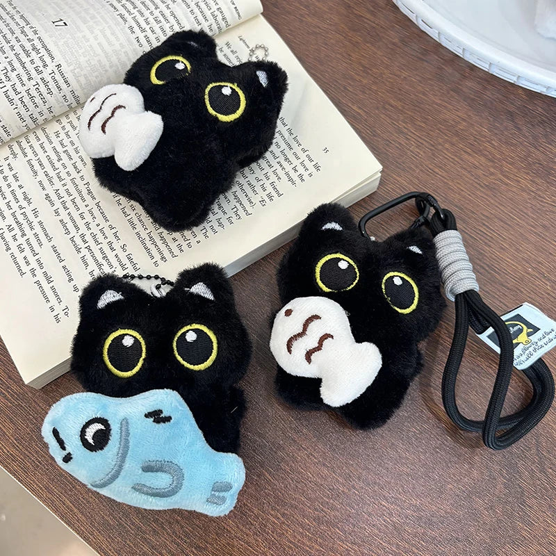 Black Cat Plush Bag Charm Keychain