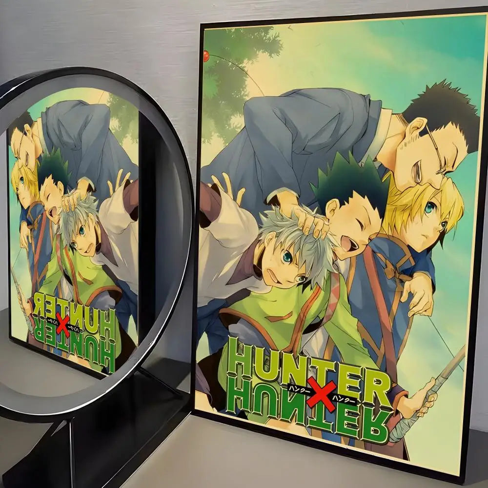 Anime H-Hunter X Hunter Poster Stickers Mural Painting Self-Adhesive Wall Decals for Bedroom Living Room Home HD Decor Gift
