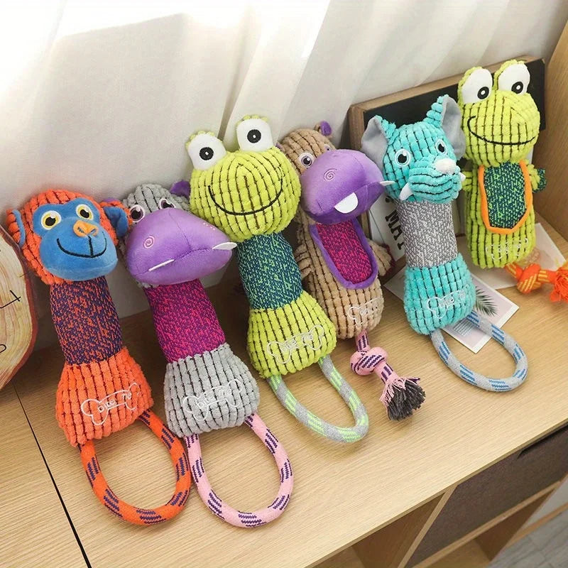 Animal-Shaped Corduroy Squeaky Dog Toy