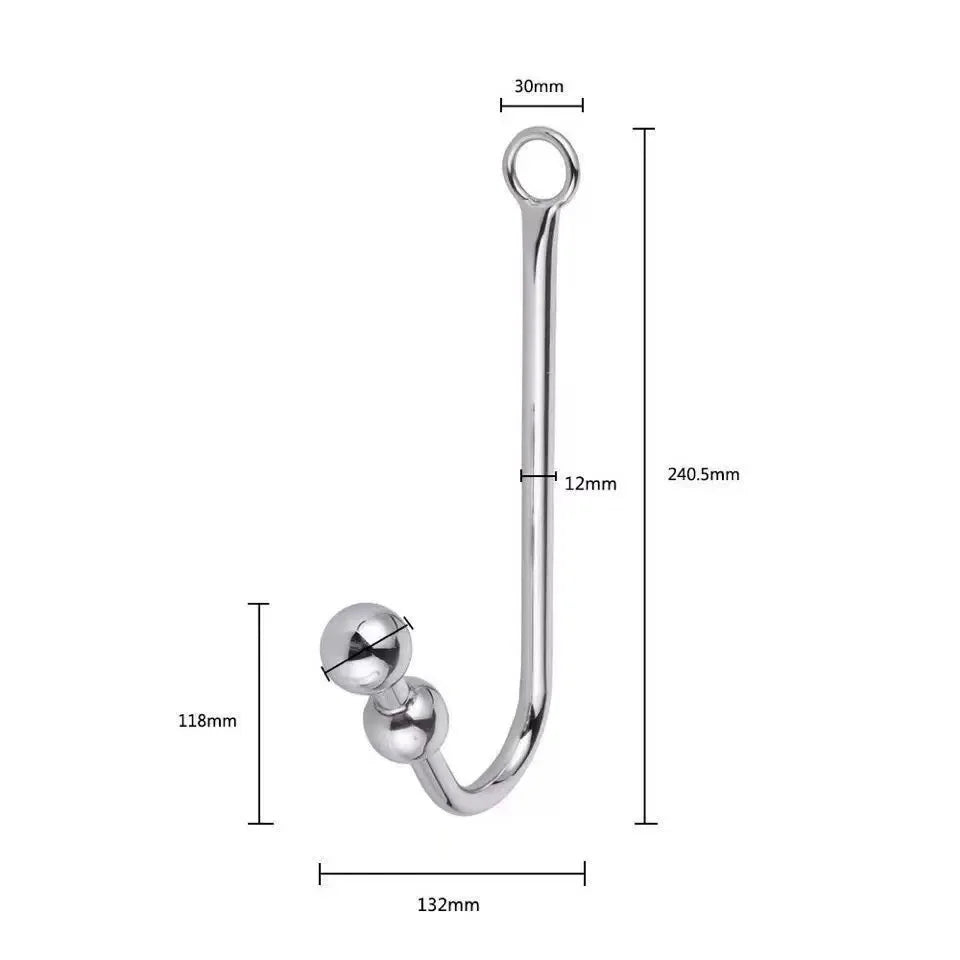Stainless Steel Anal Hook with Beads