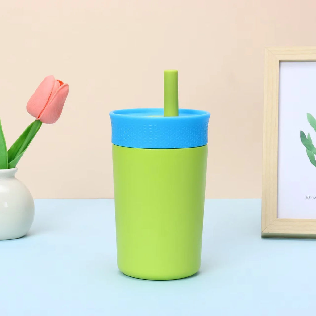 Colorful Insulated Tumbler With Straw, Stainless Steel & Silicone Travel Cup, Leak-Proof Portable Water Bottle For Kids & Adults