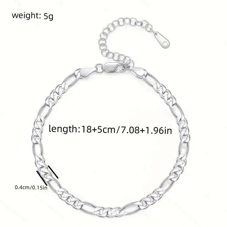 925 Sterling Silver 4mm Chain Bracelet or Anklet