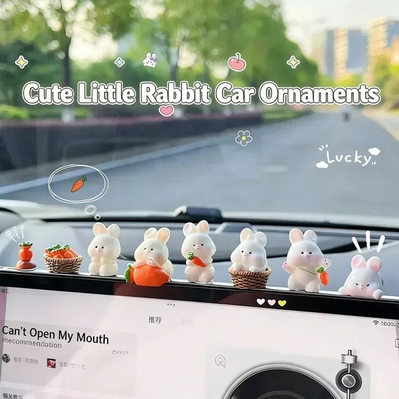 New Car Interior Accessories Cartoon Cute Bunny Car Ornaments Car Center Console Car Decoration Supplies