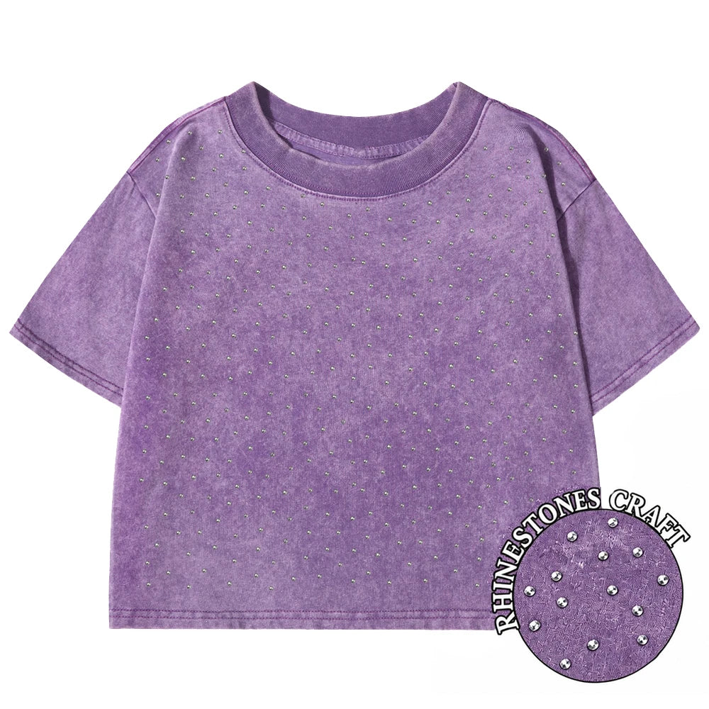 100% Cotton Washed O-Neck Crop T-Shirt