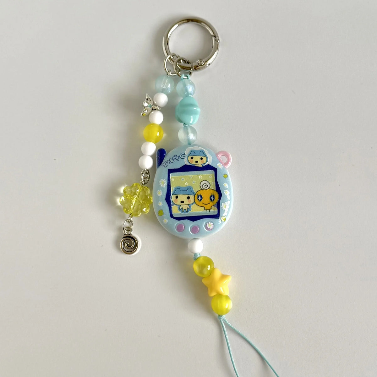 Tamagotchi Beaded Phone Strap with Acrylic Charm