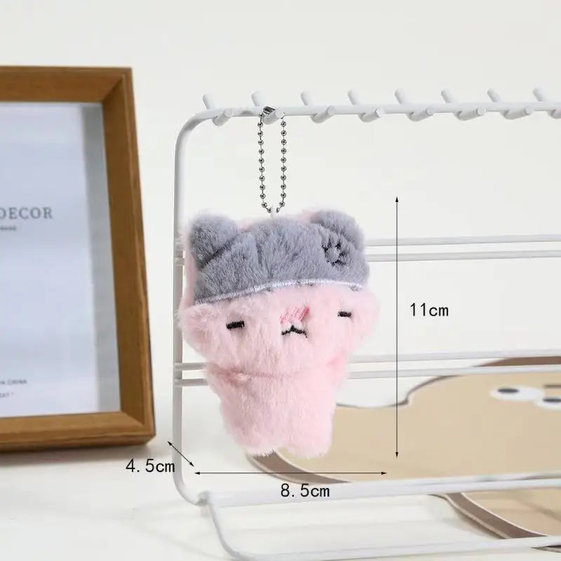 Plush Black & Pink Cat Bag Charm Keychain