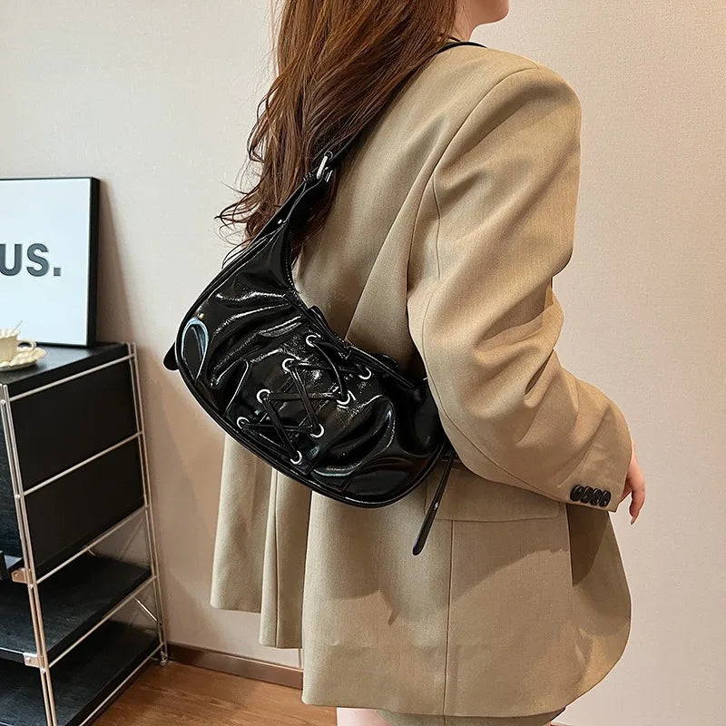 Y2K Shiny Bow Shoulder Bag