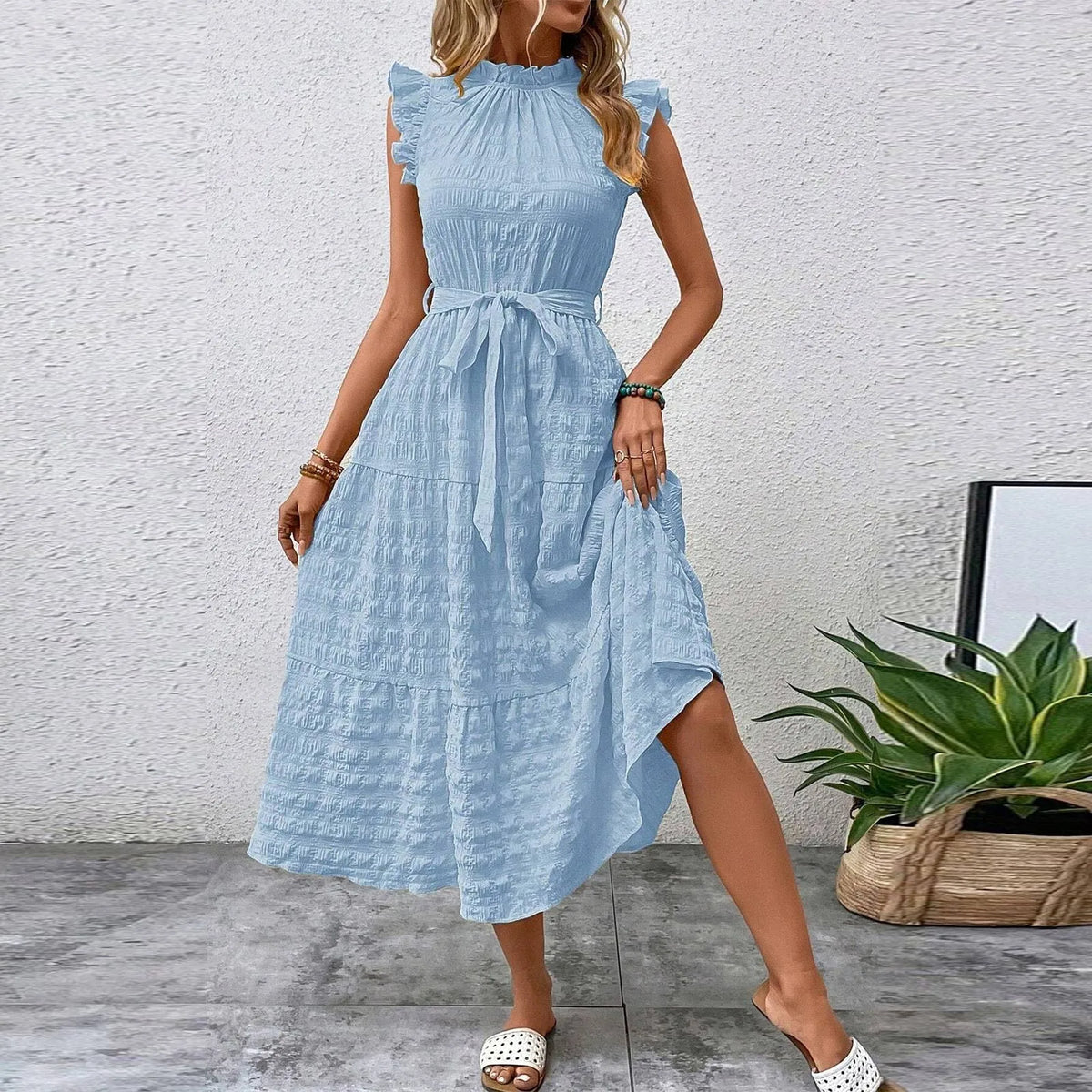 Women's Solid Strap-Detail Beach Dress