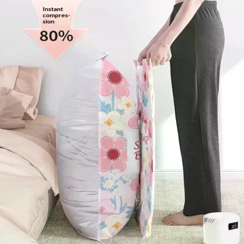 Vacuum Storage Bag Space Saver Bags Compression For Comforters And Blankets, Sealer Clothes Travel Packing Organizer