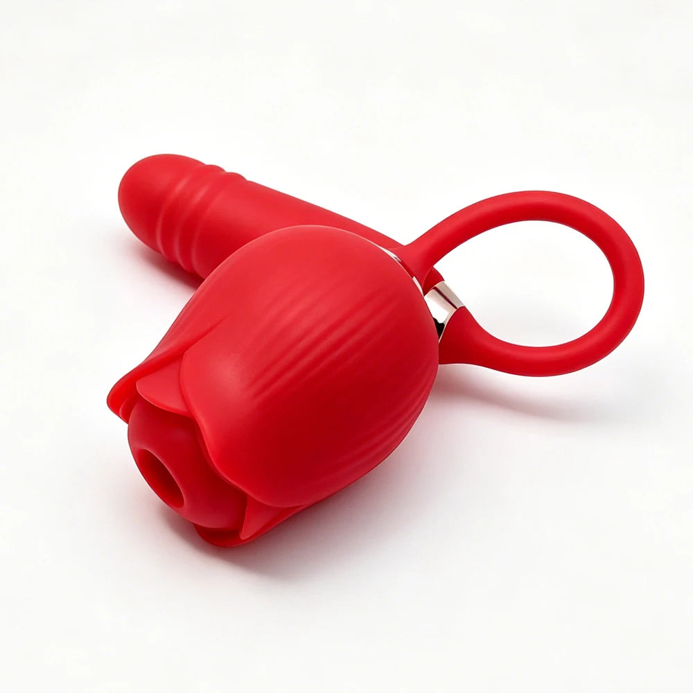 Rose-Sucking Thrusting Dildo Vibrator for Women Nipple Clit Stimulator Vibrating Egg Tongue Licking Clitoris Sucker Sex Toys