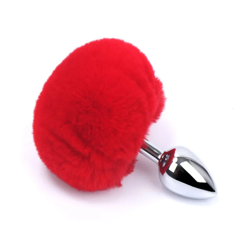 Stainless Steel Rabbit Tail Anal Plug