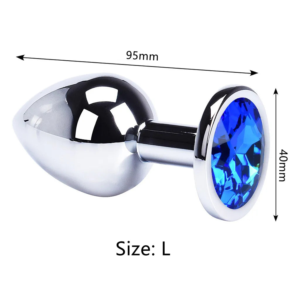 Colored Crystal Stainless Steel Anal Plug – 3 Sizes