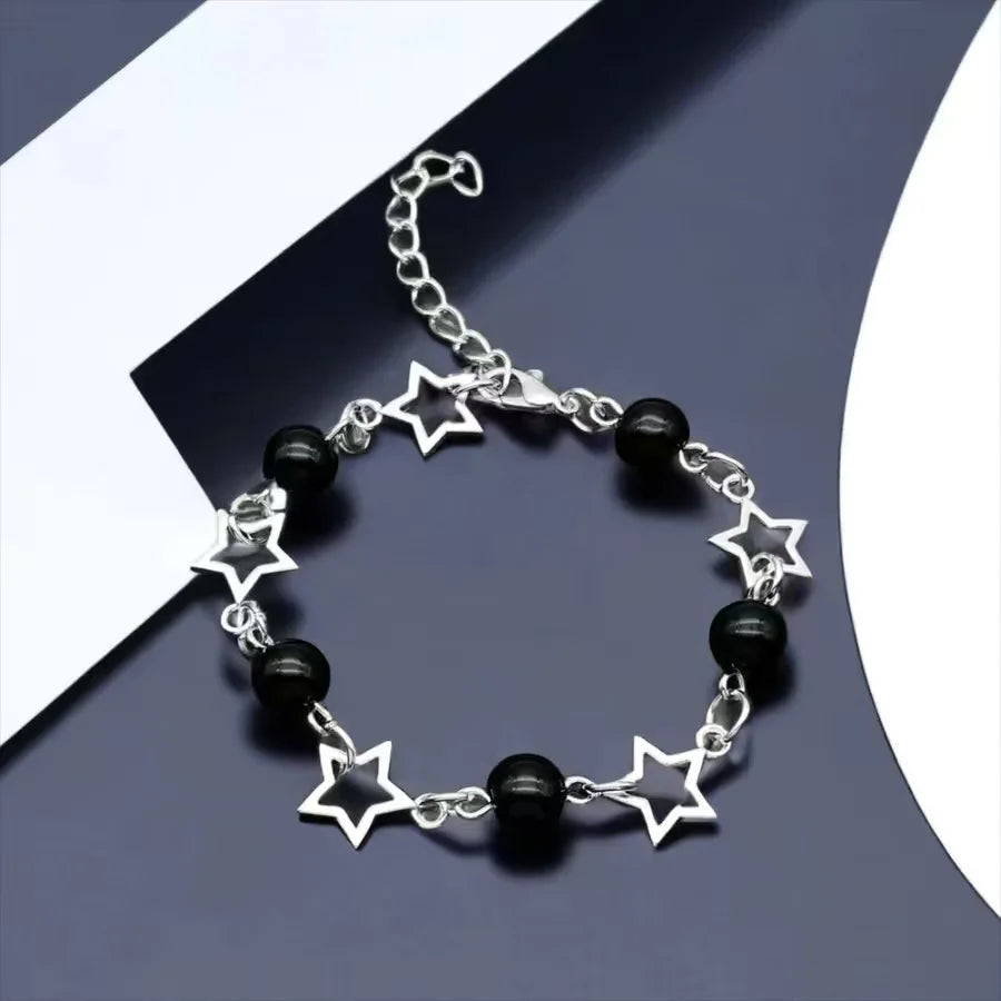 Vintage Punk Star Bead Chain Bracelet