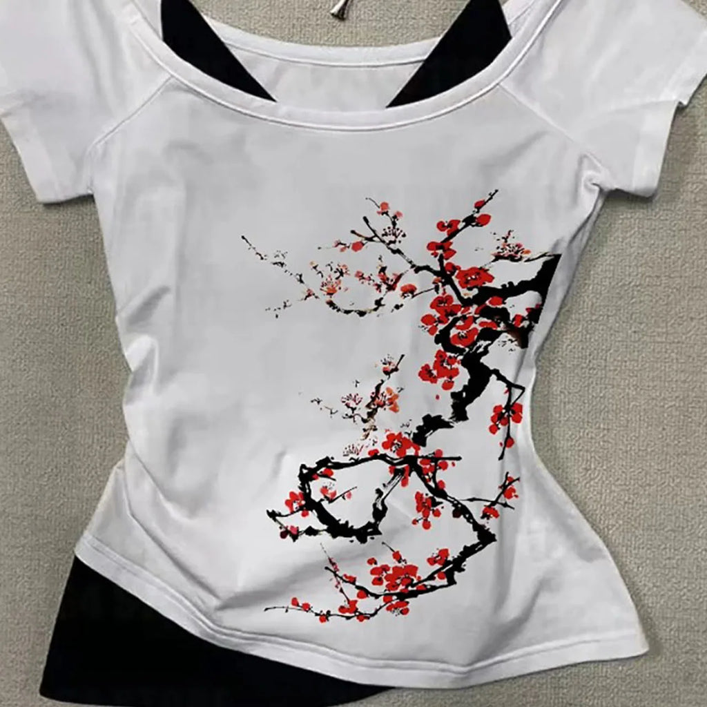 Vintage Graphic Y2K Slim-Fit Baby Tee
