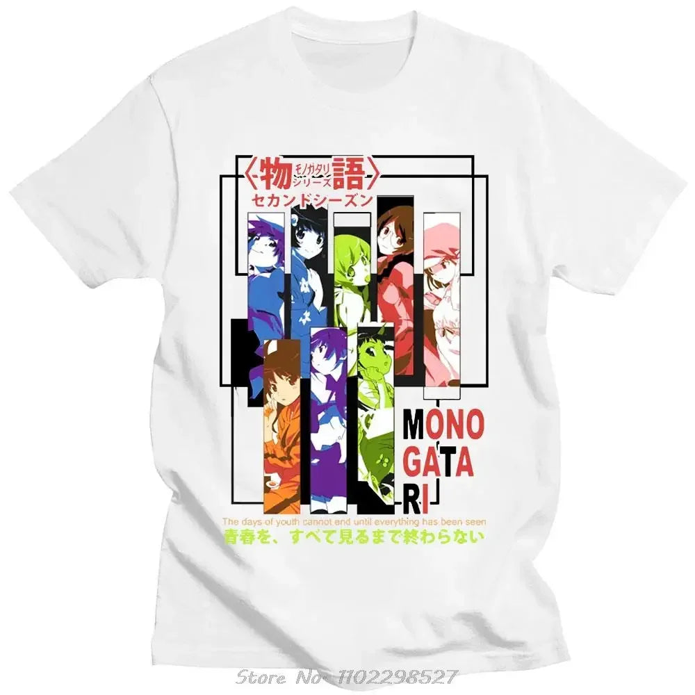 Japanese Manga Monogatari Series Graphic Print T-Shirts Man Summer Oversized Tee Shirt Casual Clothes Harajukkuu Streetweaarr