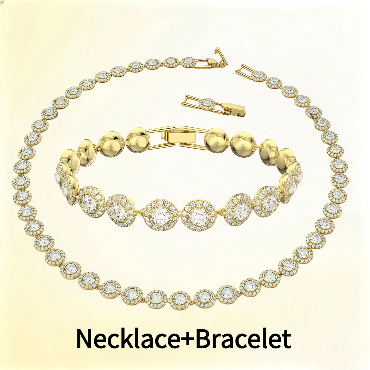 Women's Round Necklace, Earrings & Bracelet Set