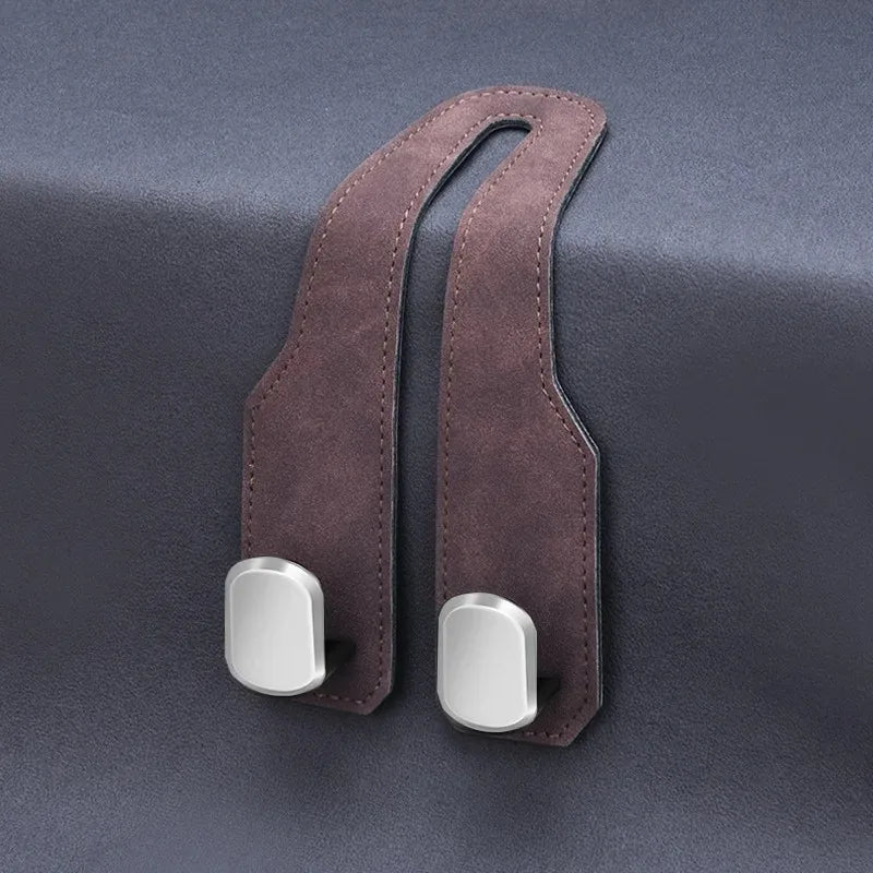 Suede & Metal Car Headrest Storage Hook
