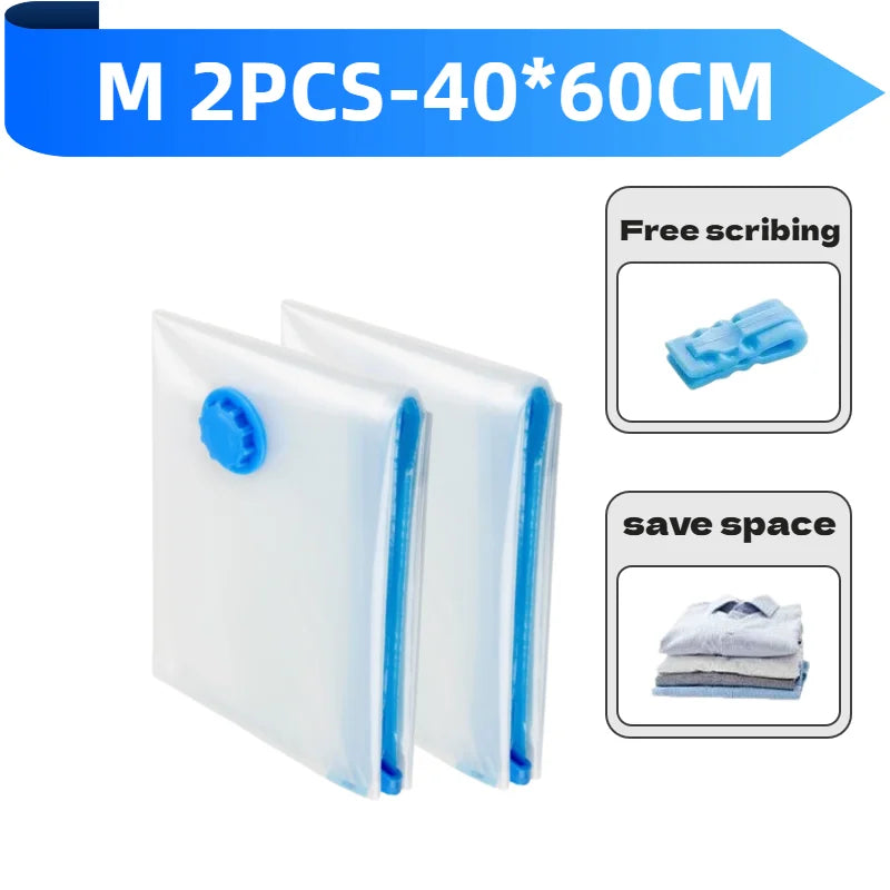 2/3/7-Piece Reusable Vacuum Storage Bag Set with Hand Pump