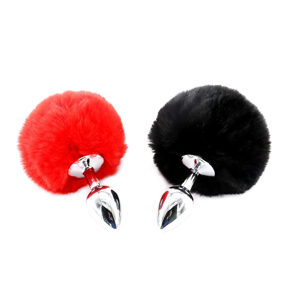 Stainless Steel Rabbit Tail Anal Plug