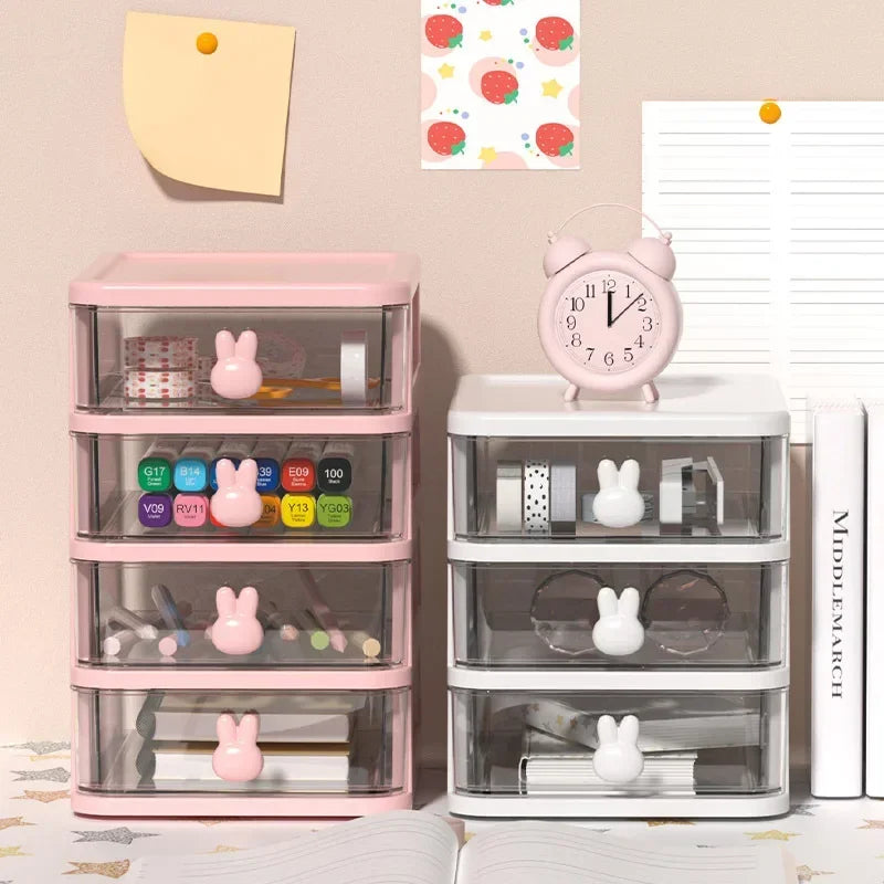 1Pc Storage Box Space-Saving Clear Drawer Organizer (2/3/4-Tier) Sort Office Home Dormitory,Makeup, Pens, Jewelry, Stationary