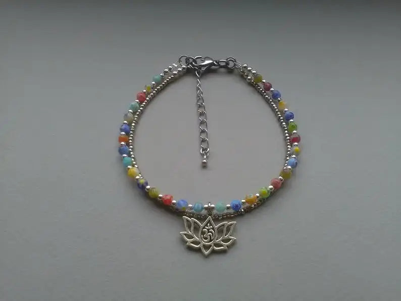 Women's Boho Lotus Chakra Beaded Anklet