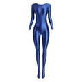 Women's Sexy Jumpsuits Long Sleeves Shapping Bodysuit Tight Elastic Oil Glossy Candy Color Unisex Leotard Exotic Club Clothing