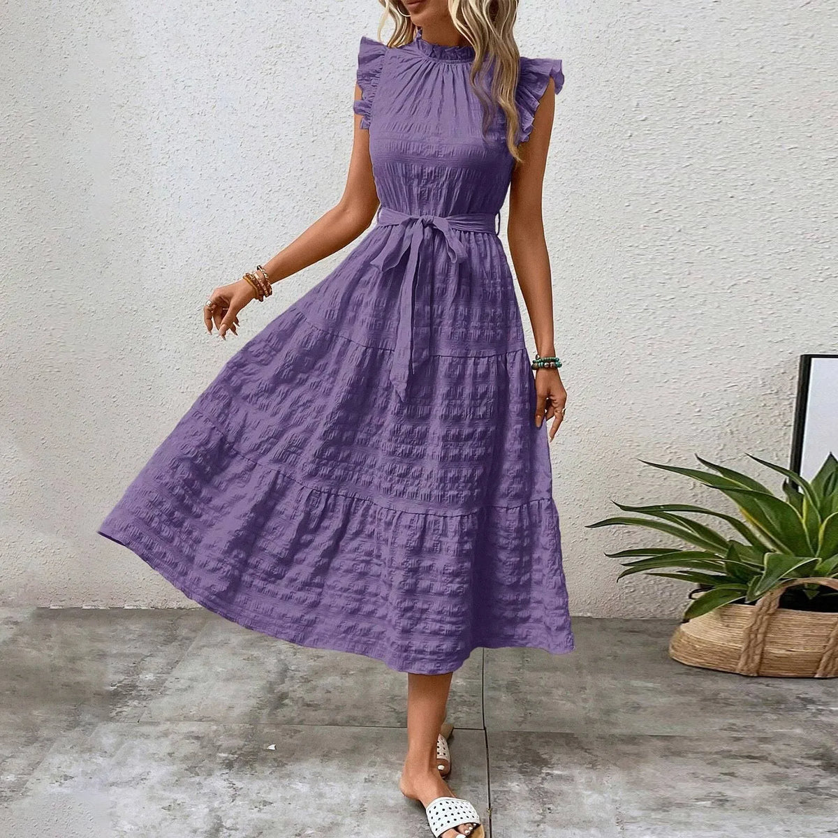 Women's Solid Strap-Detail Beach Dress