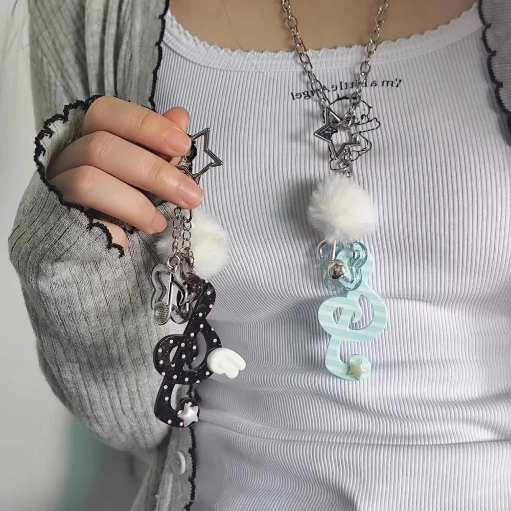 Musical Note & Heart Pendant Necklace