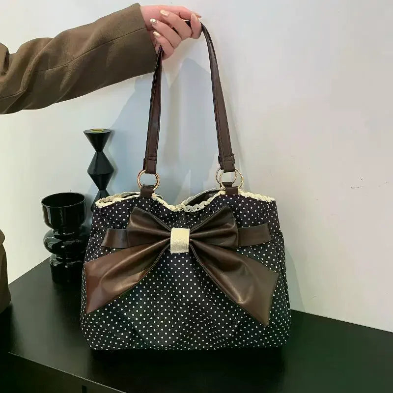 Vintage Polka Dot Bow Shoulder Bag