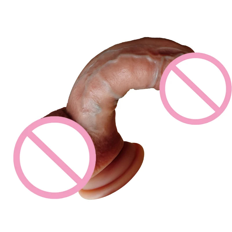 Realistic dildo with lifelike vein detailing and a powerful suction cup, suitable for all scenarios; a unisex sex toy and adult